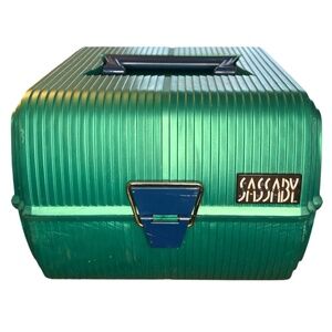 Vintage Sassaby Mirrored Teal Makeup Organizer Case Deluxe Extension #102-19